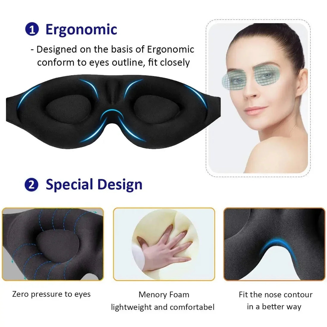 Eye Mask for Sleeping 3D Contoured